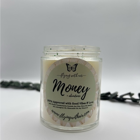 Financial Abundance Intention Money Soy Candle citrine and pyrite - Picture 1 of 2